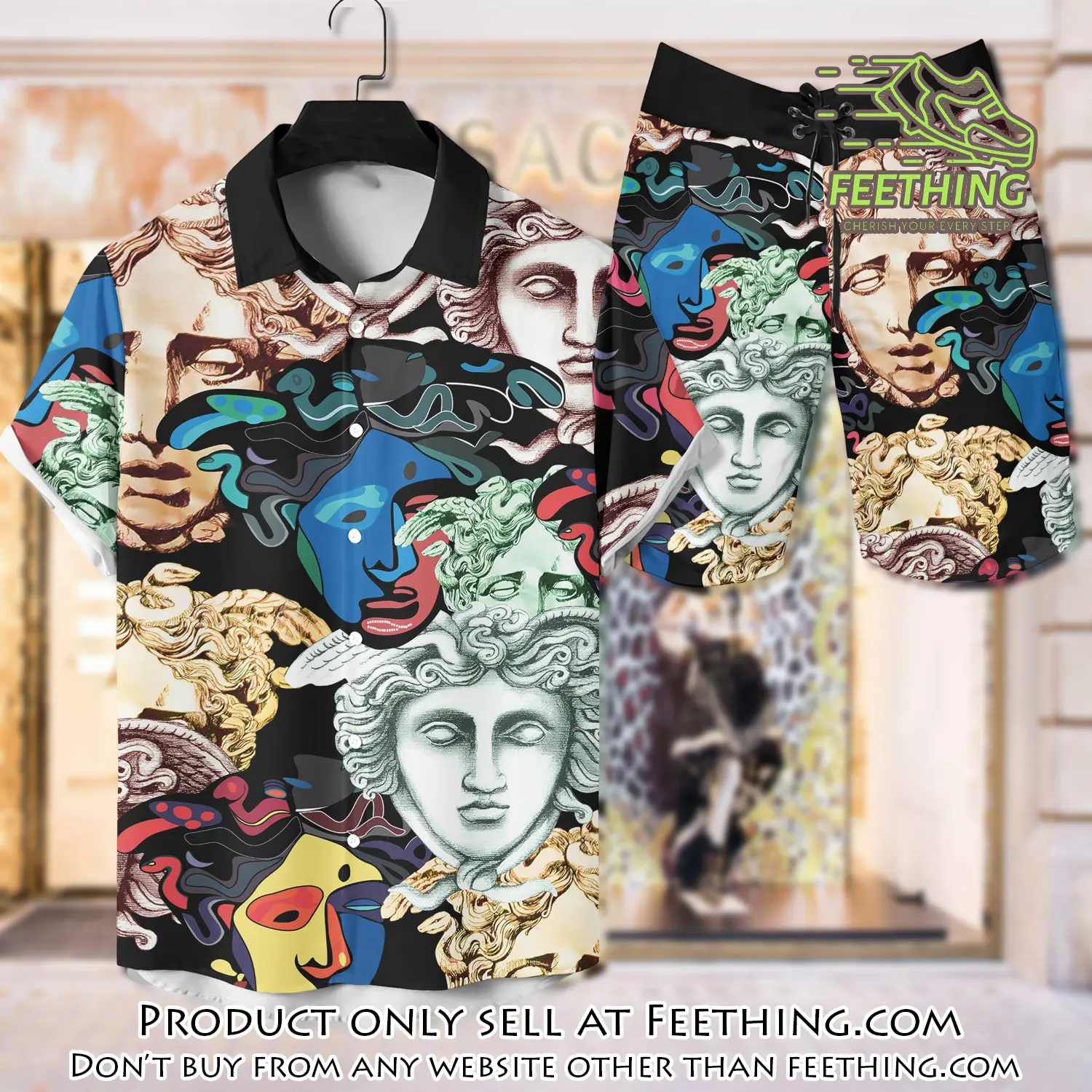 Versace luxury hawaiian shirt & short set lhs1214 ft3733036
